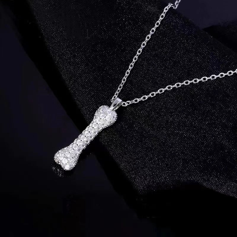 S925 Sterling Silver & Cubic Zirconia Dog Bone Necklace