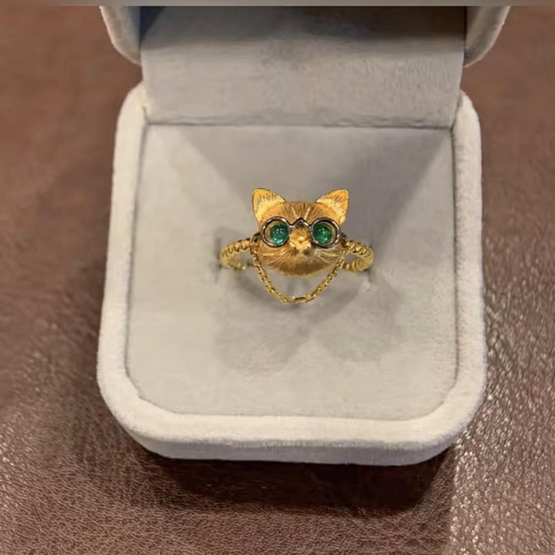 Exquisite Imitation 18K Gold Cat Ring