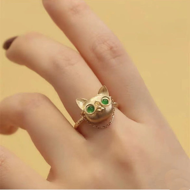 Exquisite Imitation 18K Gold Cat Ring