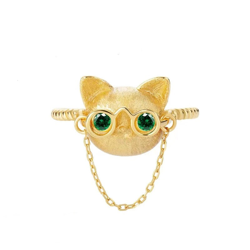 Exquisite Imitation 18K Gold Cat Ring