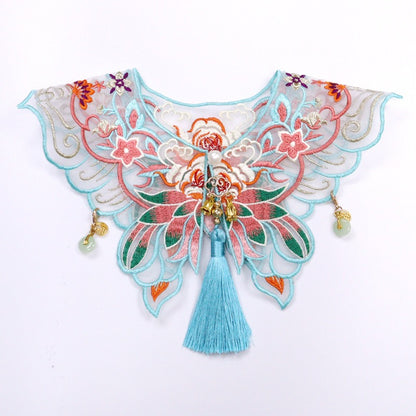 Blue Lotus Embroidered Hanfu Scarf