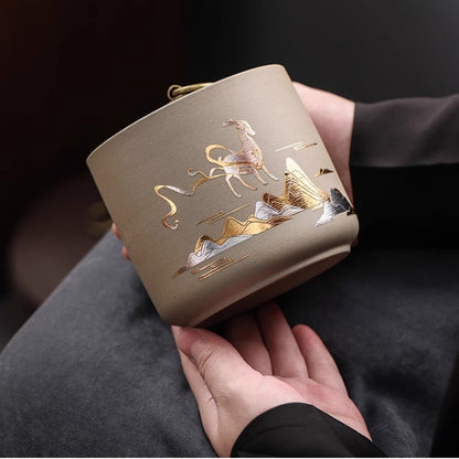 Gilt Gold Ceramic Urn