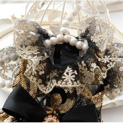Black & Gold Puppy Princess Dress