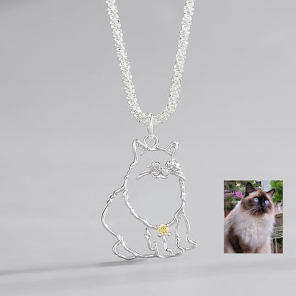 Custom S925 Silver Pet Stick Figure Necklace