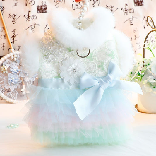 Faux Fur Lace Embroidered Dress