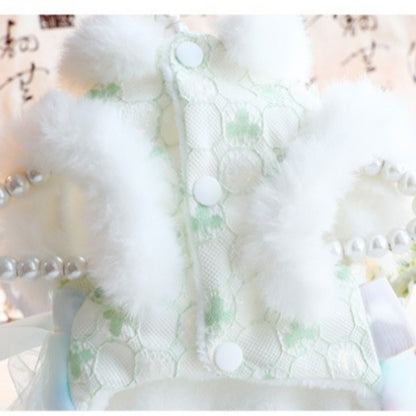 Faux Fur Lace Embroidered Dress