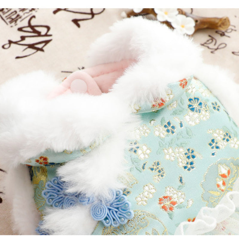 Faux Fur Collar Hanfu Dress