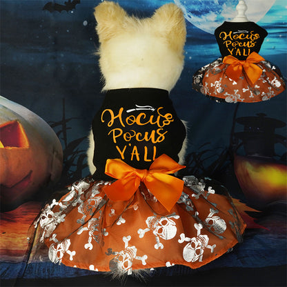 Halloween Skull and Bone Print Dress