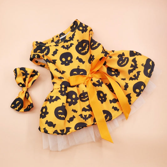 Halloween Pumpkin Pet Gauze Dress