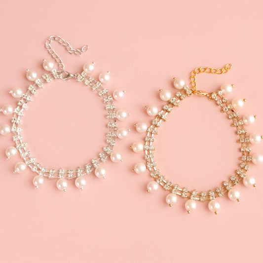 Faux Pearl & Rhinestone Necklace