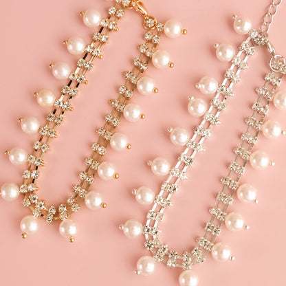 Faux Pearl & Rhinestone Necklace
