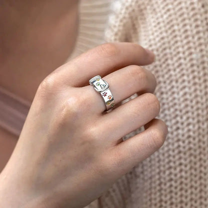 Sterling Silver Cat Motif Ring