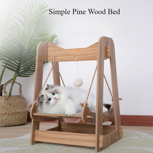Solid Wood Cat Rocking Chair