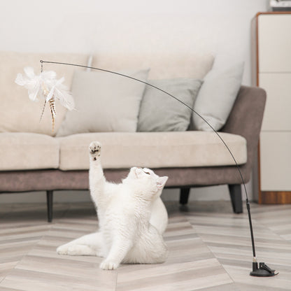 Interactive Steel Wire Feather Bell Cat Stick