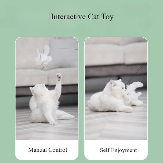 Interactive Steel Wire Feather Bell Cat Stick