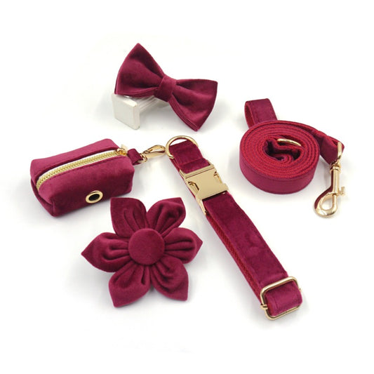 Burgundy Velvet Pet Collar