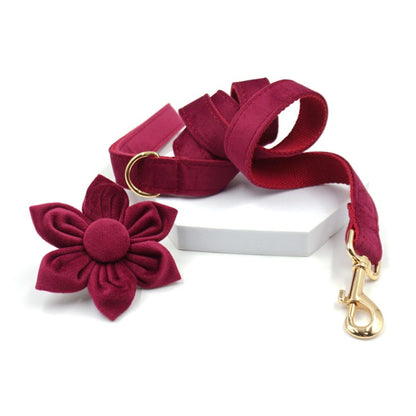 Burgundy Velvet Pet Collar