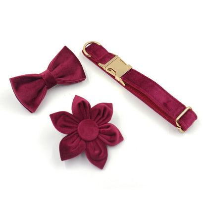 Burgundy Velvet Pet Collar