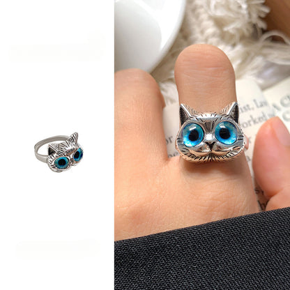 Sterling Silver Cat Motif Ring