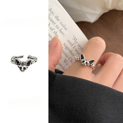 Sterling Silver Cat Motif Ring