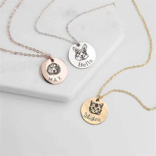 Customized Pet Portrait Round Necklace