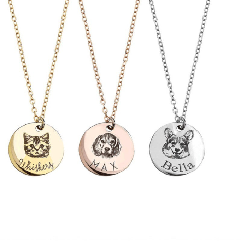 Customized Pet Portrait Round Necklace