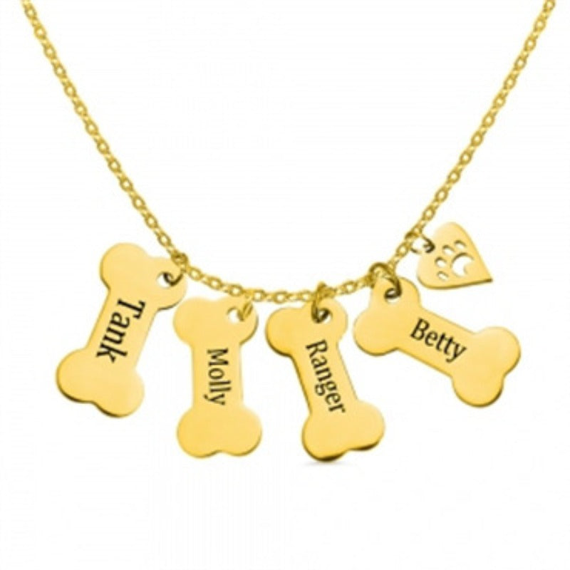 S925 Silver Engraving Bone Necklace
