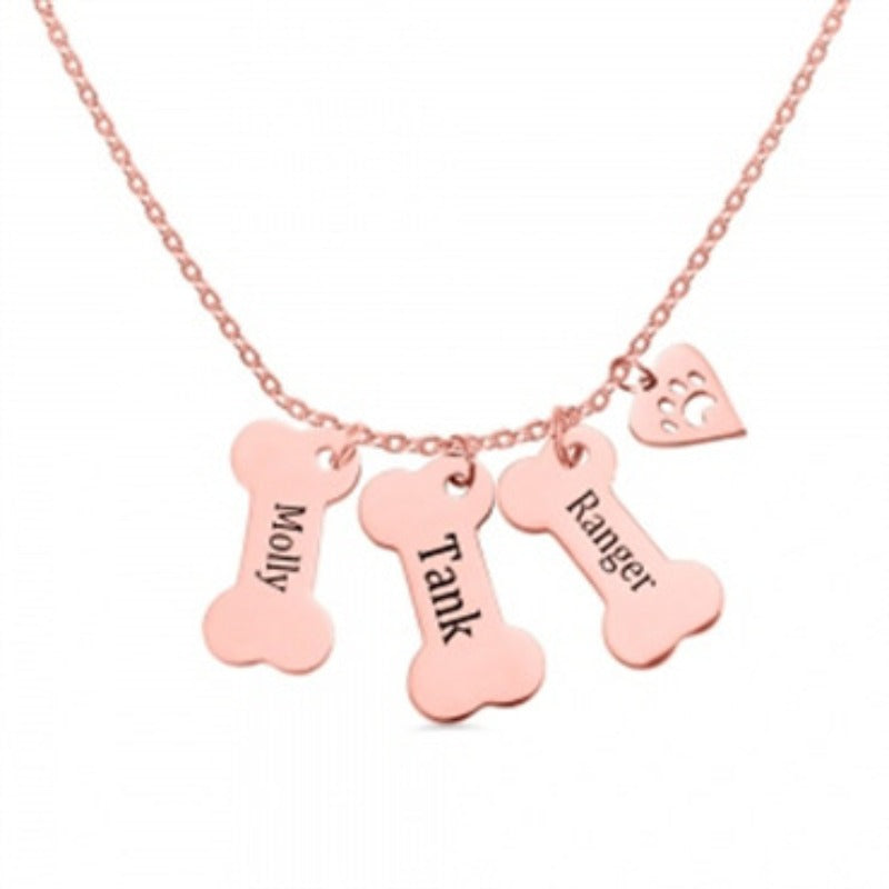 S925 Silver Engraving Bone Necklace