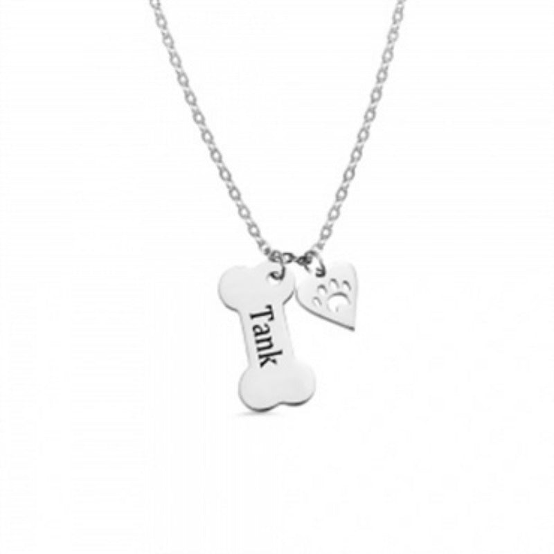 S925 Silver Engraving Bone Necklace