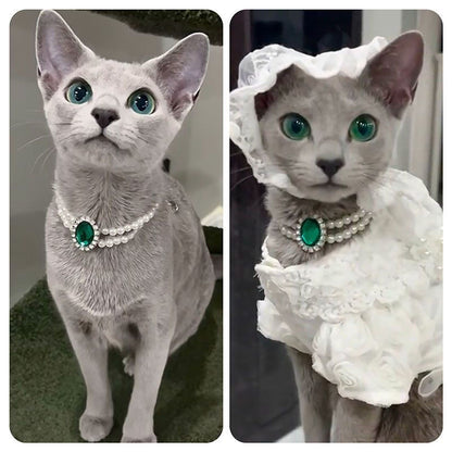 Double Layer Gemstone&Pearl Necklace