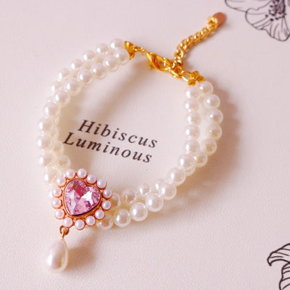 Double Layer Tassel Gemstone & Pearl Necklace