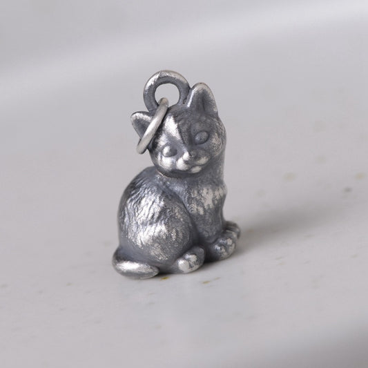 Pure Silver Cute Kitten Pandent