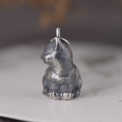 Pure Silver Cute Kitten Pandent
