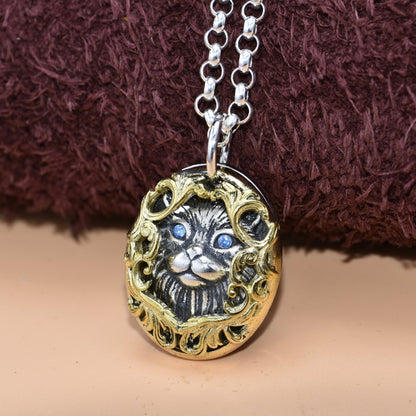 Retro Thai Silver Cat Necklace