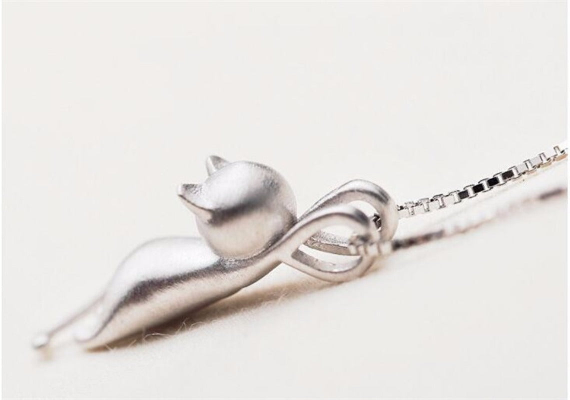 Imitation 925 Cat Sterling Silver Necklace