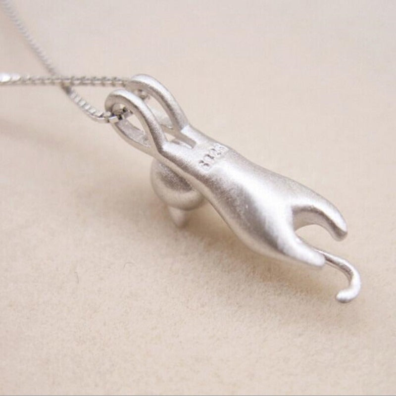 Imitation 925 Cat Sterling Silver Necklace