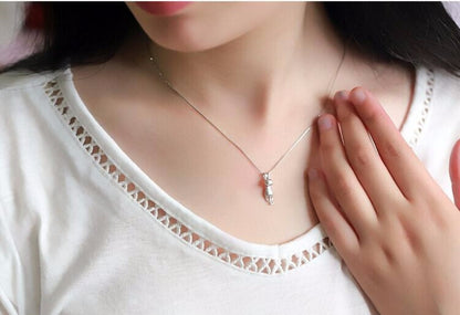 Imitation 925 Cat Sterling Silver Necklace