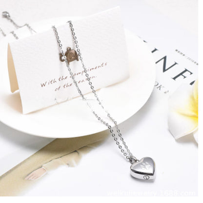 Stainless Steel Heart Urn Necklace