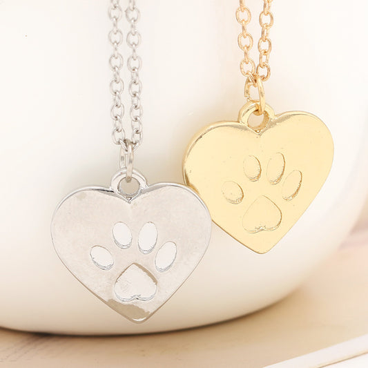 Simple Love Dog Paw Versatile Alloy Necklace