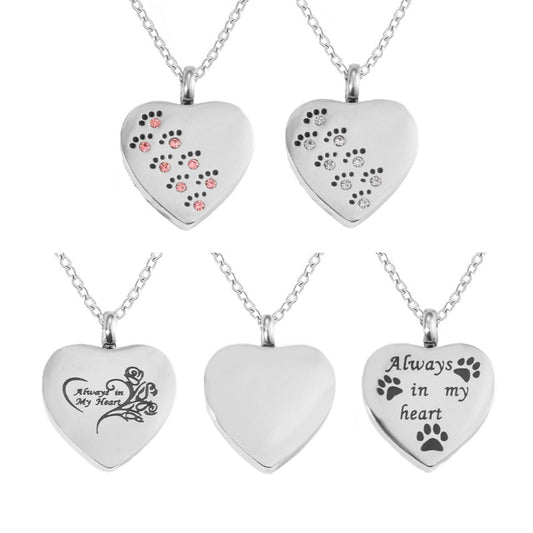 Stainless Steel Heart-Shaped Openable Urn Necklace