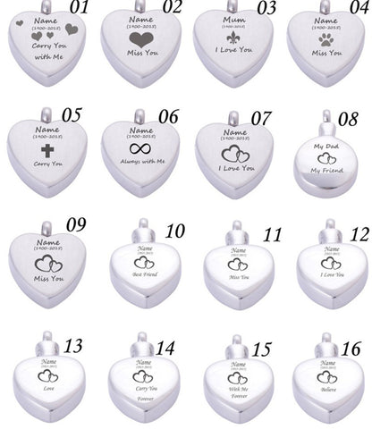 Stainless Steel Heart-Shaped Openable Urn Necklace