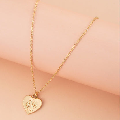 Pet Paw Print Love Necklace