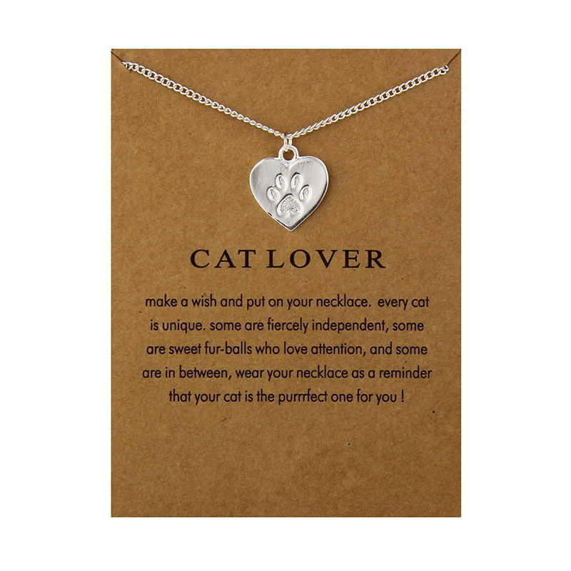 Cat Lover Footprints Necklace