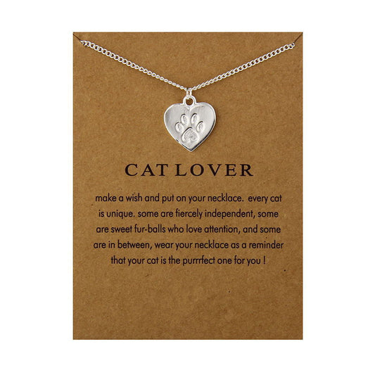 Cat Lover Footprints Necklace