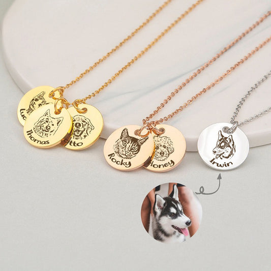 Custom Pet Avatar Sketch Necklace