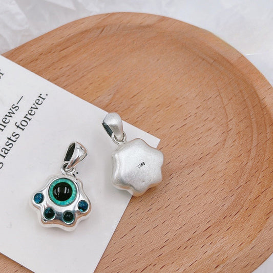 925 Silver Super Cute Cat Print Pendant