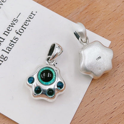 925 Silver Super Cute Cat Print Pendant