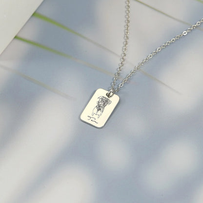 S925 Silver Custom Pet Photo Square Necklace