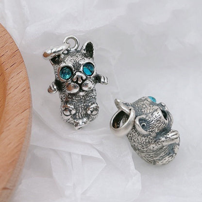 S925 Silver & Gemstone Cute Bulldog Pendant