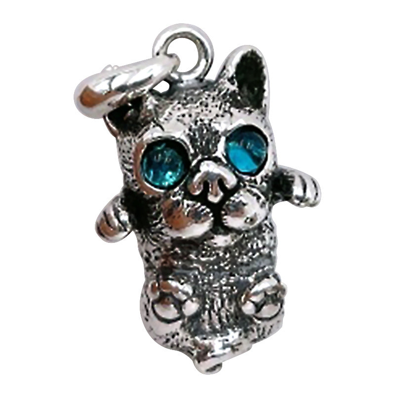 S925 Silver & Gemstone Cute Bulldog Pendant